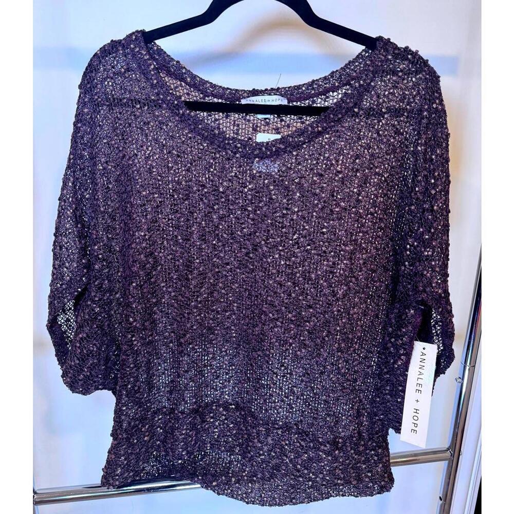Annalee + Hope XL Textured Knit Top, XL